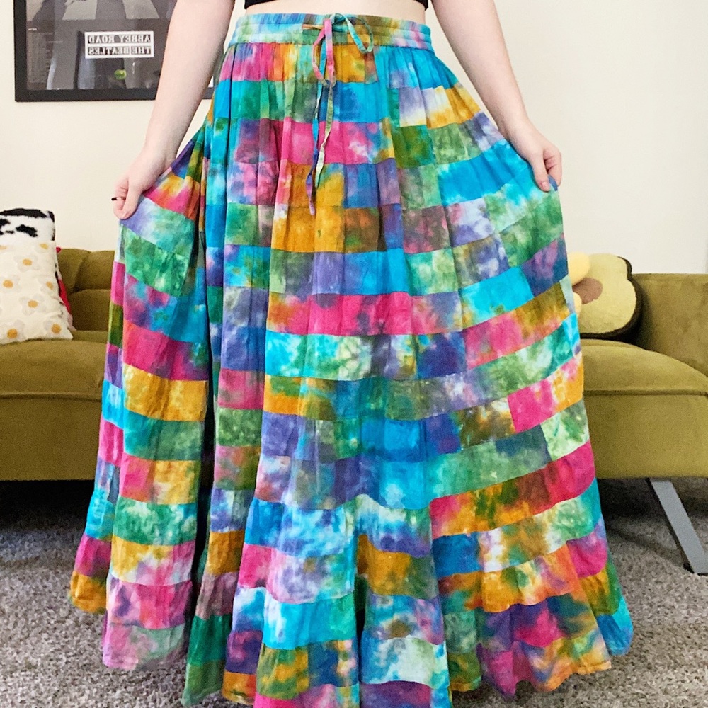 Rainbow Tie-dye Maxi Skirt